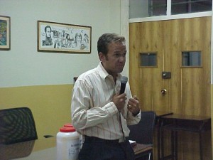 Dionis Dávila, secretario general de SIPRULA Mérida durante su intervención en la asamblea del 15 de mayo en el Táchira (Foto: Marlene Otero)