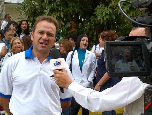 : Dionis Dávila, secretario general del Siprula, manifestó el apoyo gremial al periodista Leo León.